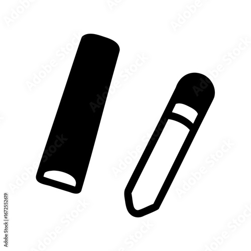 Simple illustration of a pencil and eraser in black and white