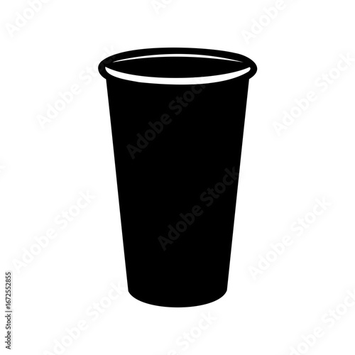 Solid black disposable cup in a simple vector style illustration