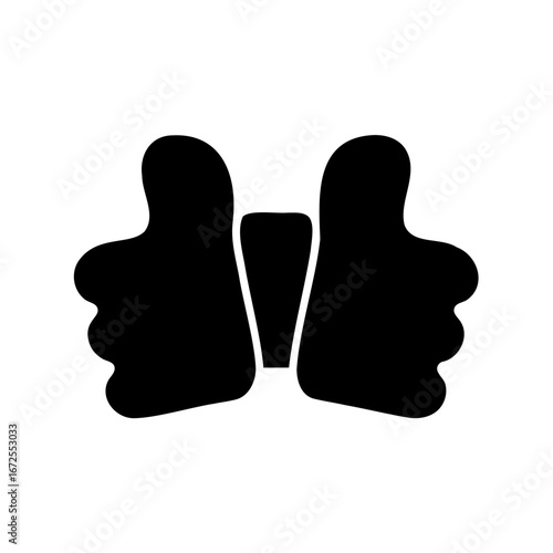 Minimalist Black and White Graphic Silhouette of a Beer Glass or Wing Shape