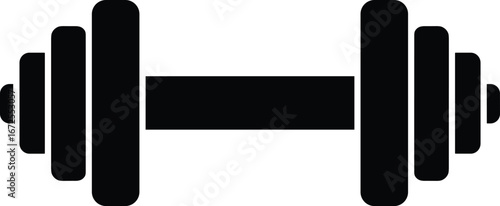 Black and white flat vector illustration of a dumbbell. Perfect for fitness, exercise, gym, and strength training concepts