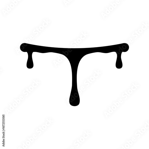 Abstract Black Dripping Shape on White Background Vector Design Element