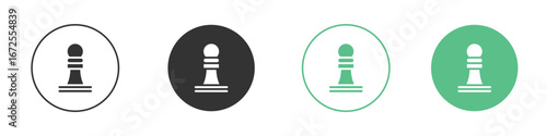 Chess pawn icons silhouette in flat black style.