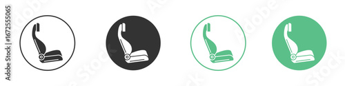 Car seat icons silhouette in flat black style.