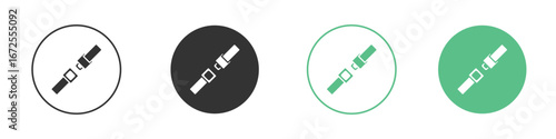 Car seat belt icons silhouette in flat black style.