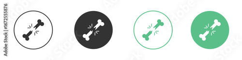 Broken bone icons silhouette in flat black style.