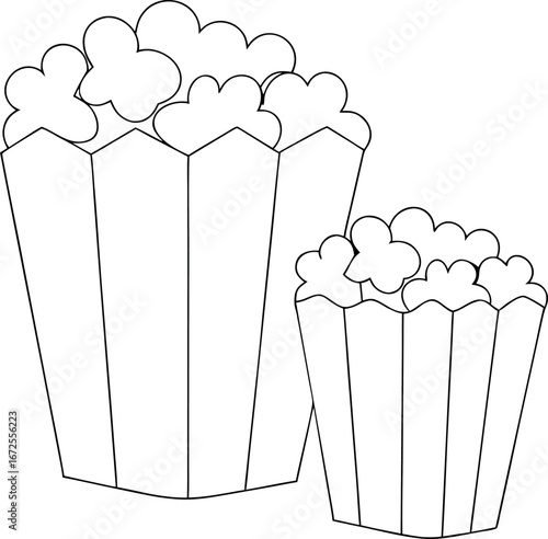 continuous one line drawing of popcorn popcorn box eps