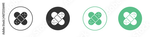Band aid icons silhouette in flat black style.