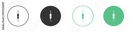 Audio jack icons silhouette in flat black style.