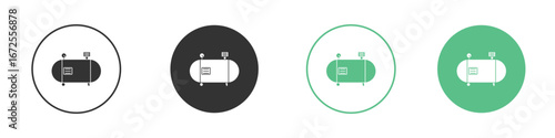 Air compressor icons silhouette in flat black style.