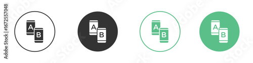 A B testing icons silhouette in flat black style.