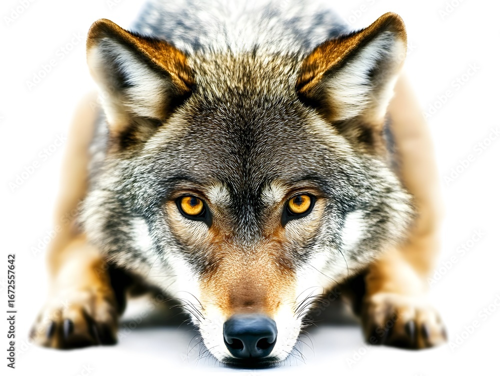 Fototapeta premium Majestic Wolf in Nature: Powerful Predator of the Wildlife Habitat