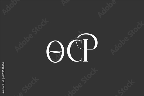 Initial OCP creative letter logo design. Elegant Monogram Logo Design with Decorative Elements and Typography