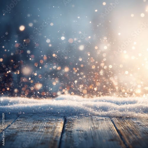 Beautiful winter scene with snowflakes and soft light