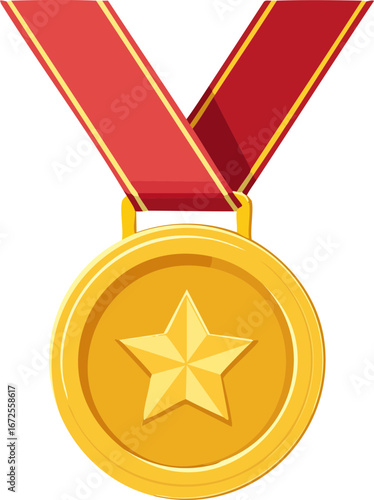 golden medal with ribbon