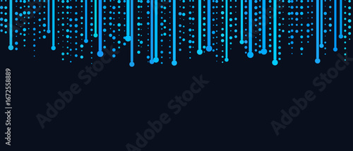 Futuristic vector tech background with blue digital lines and dots on dark surface.