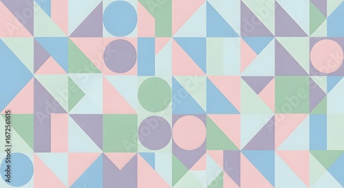 Wallpaper Mural Pastel Geometric Pattern with Triangles and Circles. Torontodigital.ca
