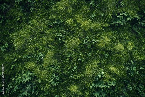 Wallpaper Mural An aerial drone captures a view of emerald moss covering fallen logs in an ancient temperate rainforest Torontodigital.ca