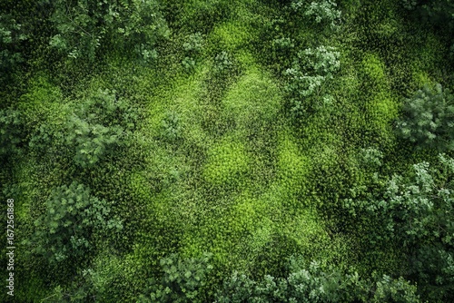 Wallpaper Mural In an ancient temperate rainforest, an aerial drone provides a view of fallen logs covered in a carpet of emerald moss Torontodigital.ca