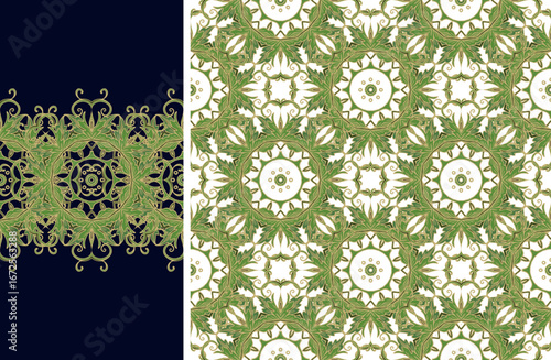 Set of golden decorative elements -  ornamental vector border ribbon, openwork textures, oriental style