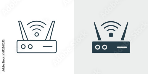 WiFi Router Icon Vector. Wireless Network, Internet Connection Symbol. Technology, communication, signal, modem, broadband, outline and glyph vector illustration.