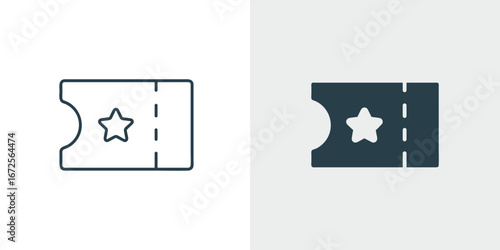Event Ticket Icon Vector. Admission Voucher, Premium Pass Symbol. Star, coupon, sale, cinema, concert, outline and glyph vector illustration.