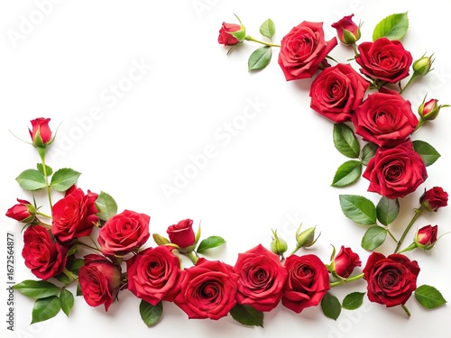 Wallpaper Mural Elegant floral arrangement with beautiful red roses framing a white background space Torontodigital.ca