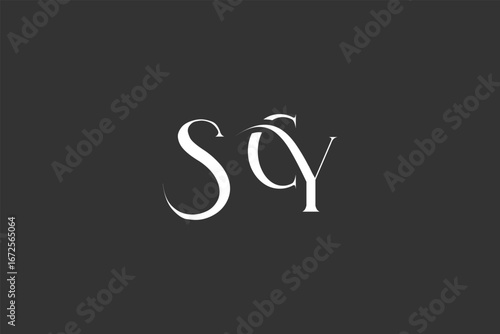 Initial SCY creative letter logo design. Elegant Monogram Logo Design with Decorative Elements and Typography