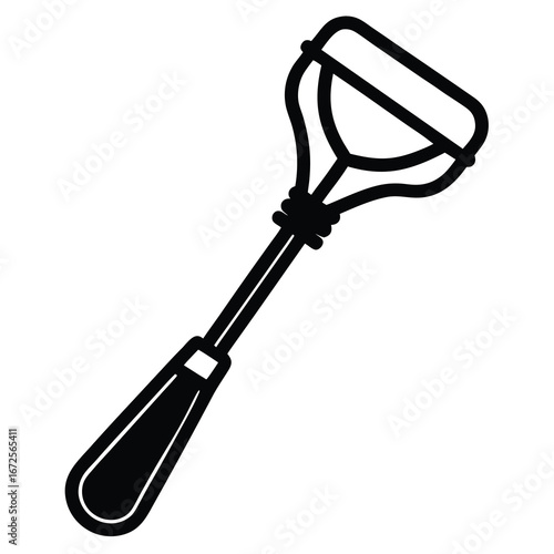 Black and White Silhouette of an Eyelash Curler on a White Background makeup beauty