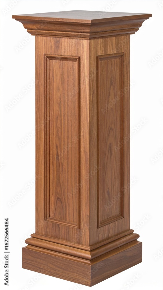 Obraz premium Wood Grain Pedestal Display Stand with Square Top and Base in Brown Tone