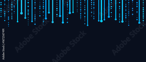 Abstract vector tech background with blue lines and dots on dark surface.