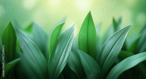 Lush Green Leaves Softly Illuminated by Natural Light in a Serene Indoor Envi...