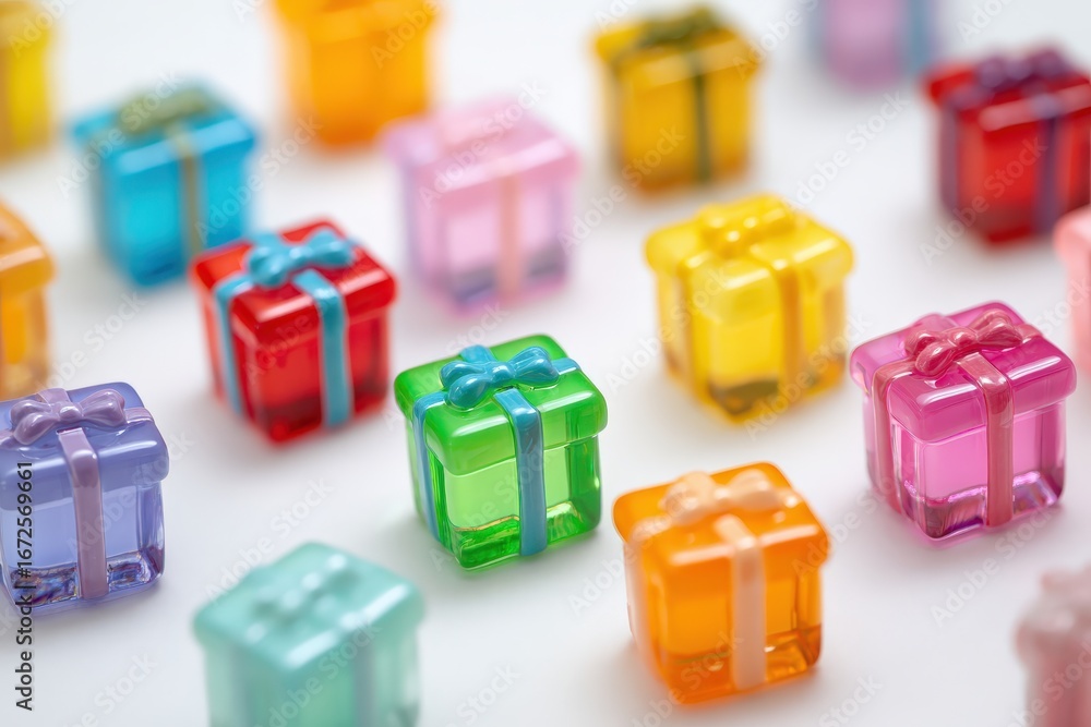 Naklejka premium Colorful decorative gifts on background for celebrations and events