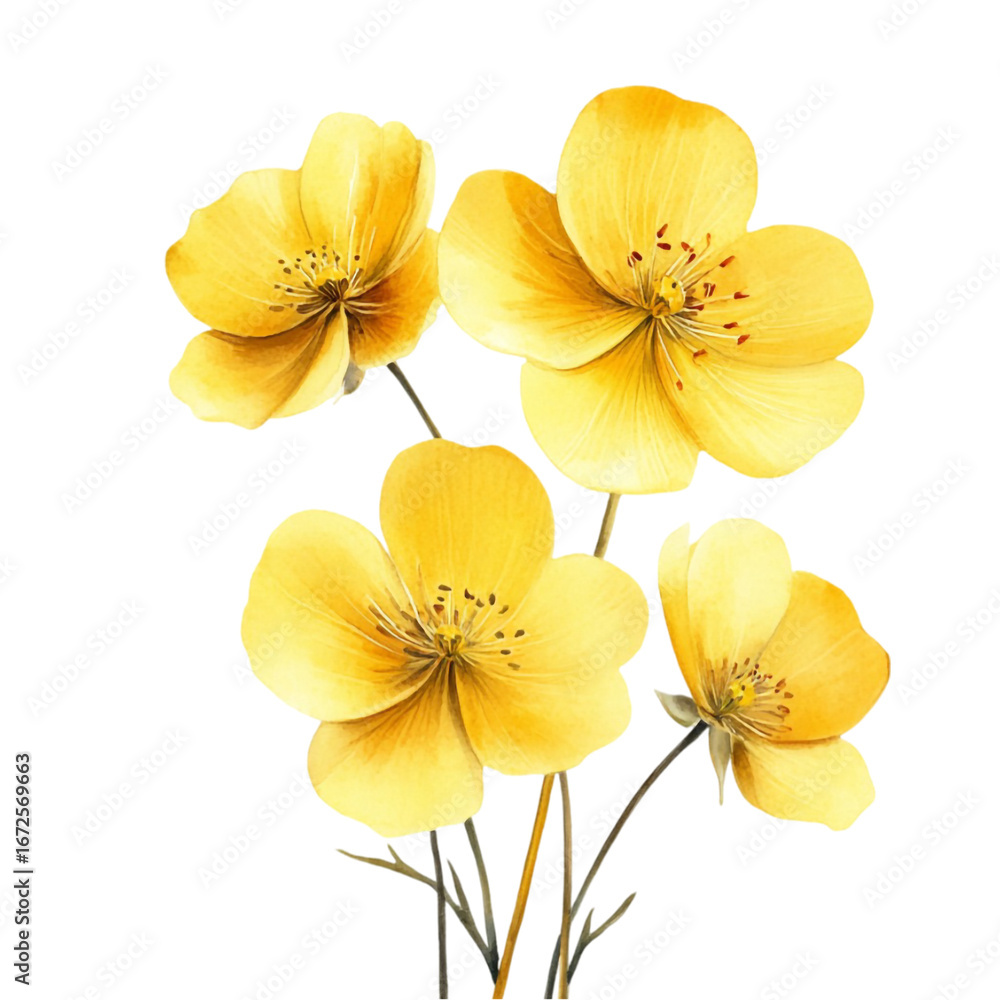 Fototapeta premium Vibrant Yellow Flowers Bright Colors Delightful Blooms Springtime Joy