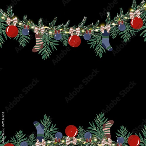 christmas frame with christmas balls