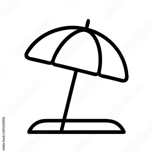 Beach umbrella icon vector illustration summer vacation sunshade parasol outline drawing design element