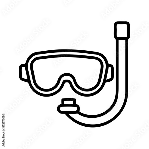 Snorkel gear vector illustration for summer vacation and underwater activities outline icon design 90