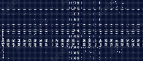 Digital circuit grid on blue vector tech background.