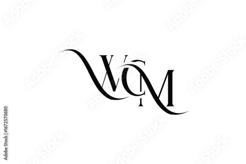 Initial WCM creative letter logo design. Elegant Monogram Logo Design with Decorative Elements and Typography