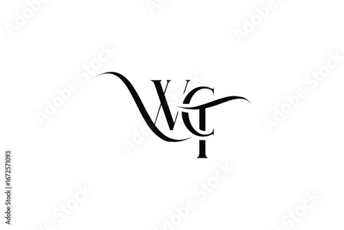 Initial WCT creative letter logo design. Elegant Monogram Logo Design with Decorative Elements and Typography