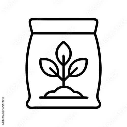 Bag of fertilizer for plants gardening agriculture and farming soil enrichment and growth icon
