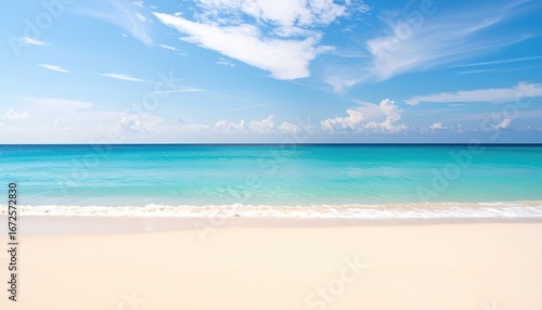 Wallpaper Mural Serene tropical beach scene with turquoise water and white sand under a bright blue sky Torontodigital.ca