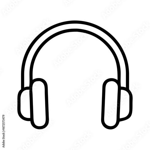 Headphones vector icon audio equipment listening device music headset sound technology dj style wired