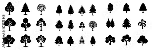 The Tree Icons Set offers a compilation of 9 minimalist tree icons suitable for incorporation into a website, application, or design undertaking, with each icon embodying simplicity, cleanliness, and
