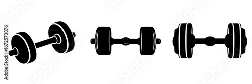 Black and White Dumbbell Icon’ is a minimalist yet bold illustration of a dumbbell suited for fitness, gym, and strength training concepts