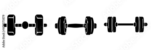 The Black and White Dumbbell Icon represents a classic dumbbell through a minimalist yet bold black and white illustration, embodying strength, fitness, and physical training
