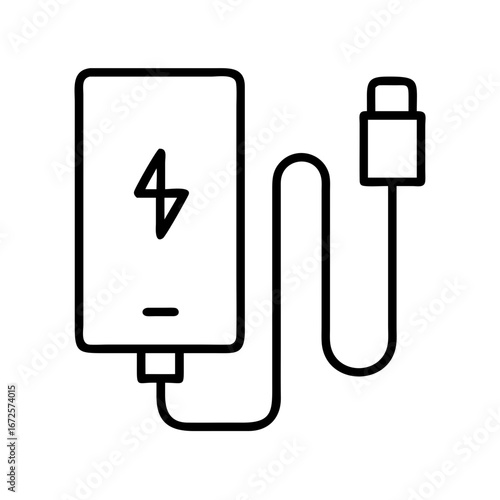 Portable charger power bank vector icon for mobile phone charging technology and electronics needs