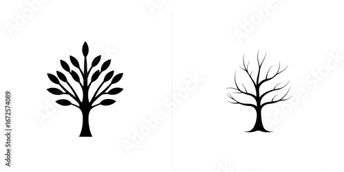 A stylized black tree illustration representing growth, nature, and life's journey, ideal for concepts such as ecology, family, or personal development, is embodied in Flourishing Life