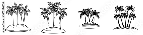 Tropical Paradise: Line Art Illustration of Palm Trees’ is rephrased as ‘Palm Trees in a Tropical Setting: A Line Art Drawing