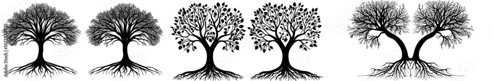 Obraz premium Black and white illustration featuring elegant tree roots design