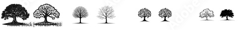 A set of two stylized tree silhouettes is available, ideal for incorporating nature-inspired elements into designs and logos, with the first being a solid black tree silhouette